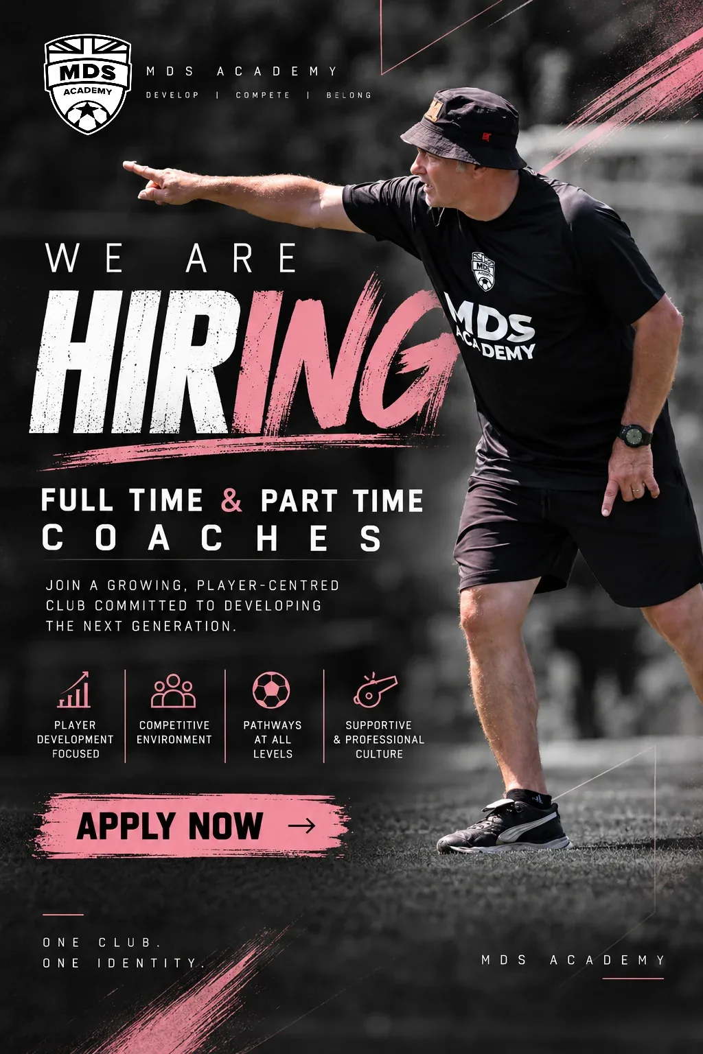 MDS Academy is hiring full-time and part-time coaches: player development focused, competitive environment, pathways at all levels, supportive and professional culture