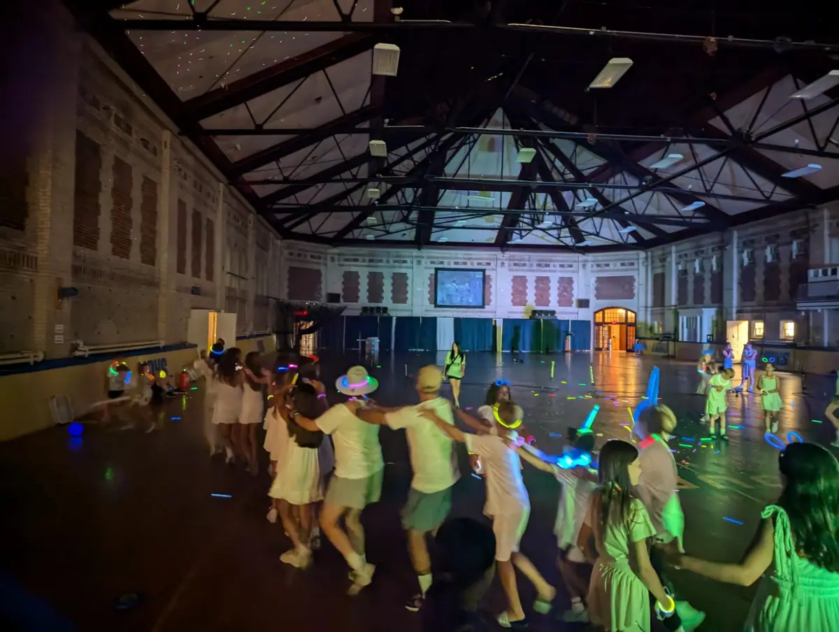 The camp glow party in the gym