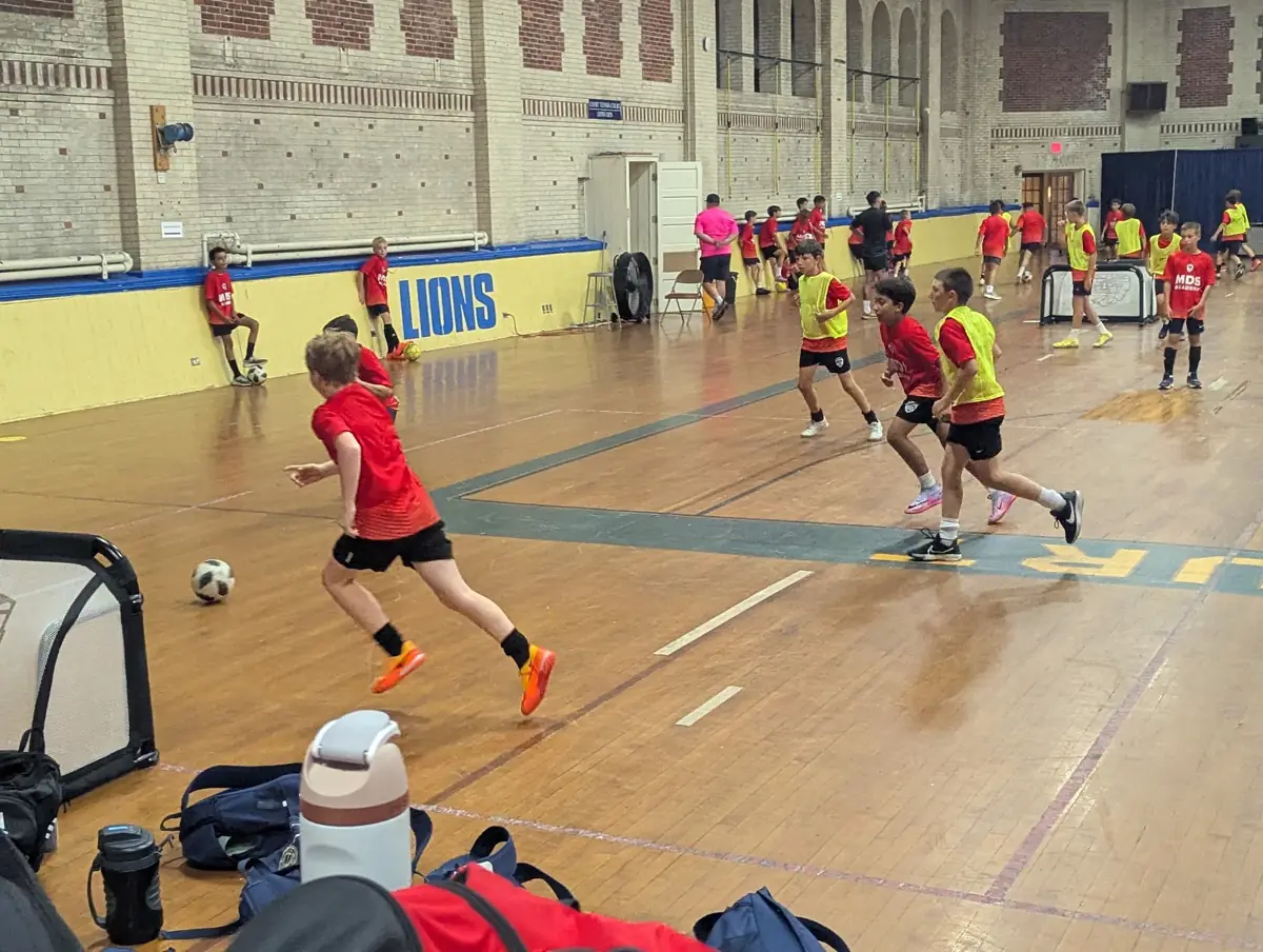 Evening futsal in the campus gym