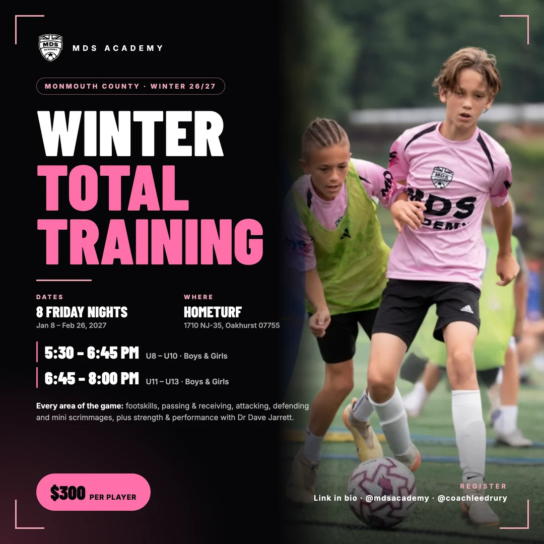 MDS Winter Total Training flyer: Friday nights Jan 8 – Feb 26 at HomeTurf, Oakhurst, $300 per player